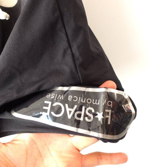 White One Piece Swimsuit 4‎ Black Off Shoulder Colorblock Lace Up Hipster Anja - Picture 7 of 11